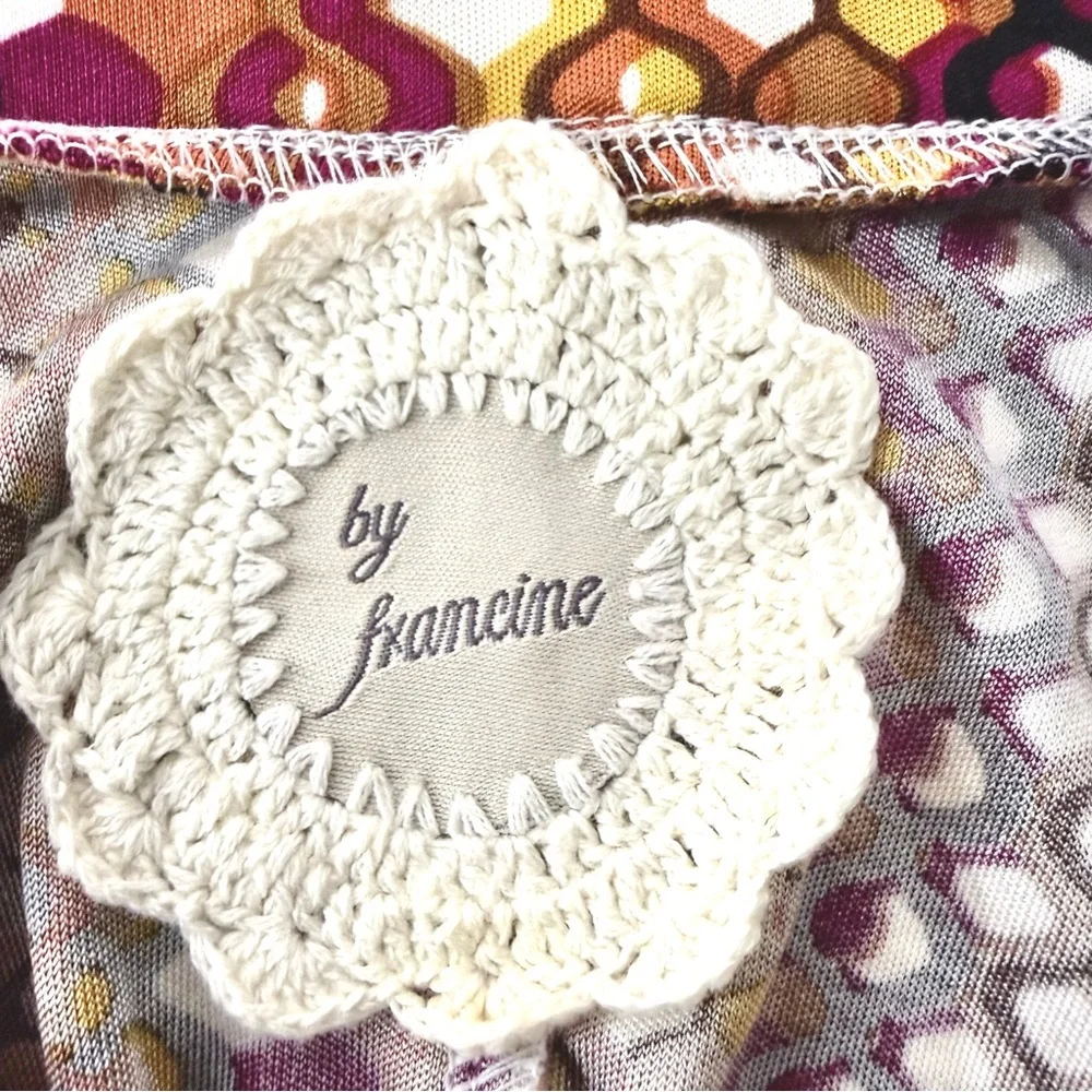 Rare Vintage "By Francine" 100% Silk Mini Skirt - Artisan Geometric Print Size S - Picture 5 of 7